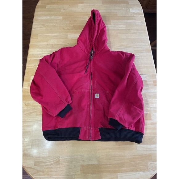 Carhartt Jacket Mens 2XL Red Quilt Lined Duck Canvas J140 Y2K - Picture 1 of 11